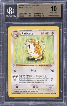 1999 Pokemon TCG Base 1st Edition #40 Raticate - BGS PRISTINE 10 - Pop 1